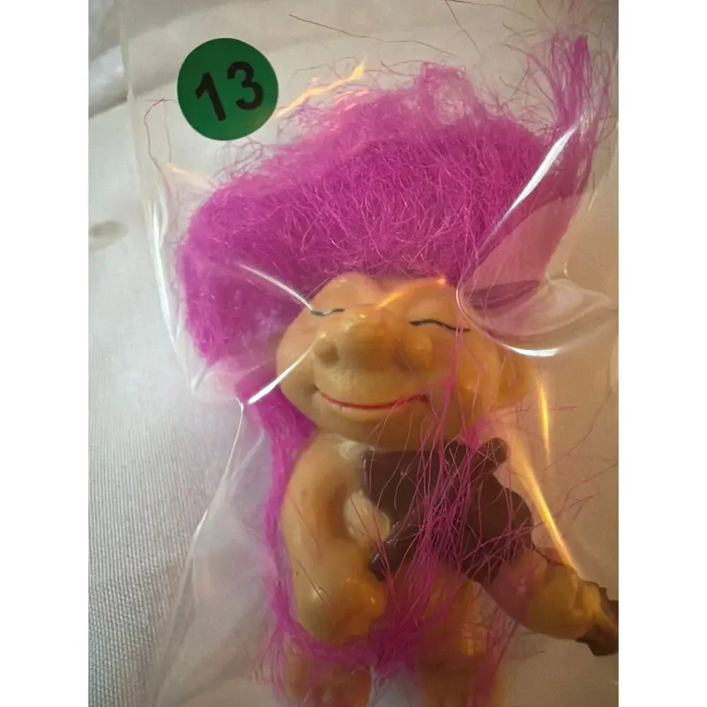Vintage Troll Doll Violin Fiddle PVC Figure Pink Hair Mini 2